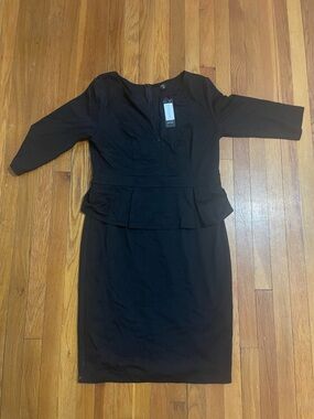NWT Black Peplum Midi Dress XXL | Elegant Work/Evening Dress